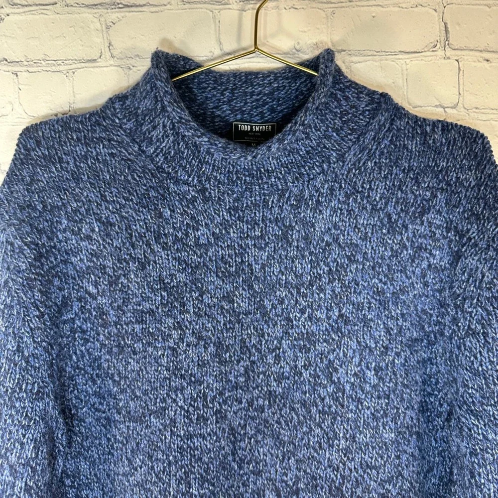 Todd Snyder Mens Blue Marl 100% Wool Roll Neck Sweater Size Medium SW5189840